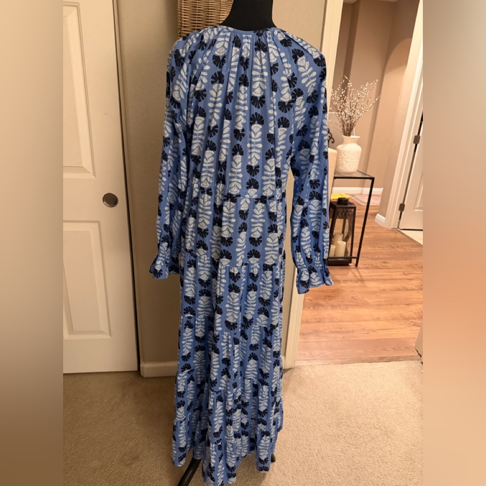Mud Pie Blue Botanical Tie-Front Maxi Dress - Picture 2 of 7